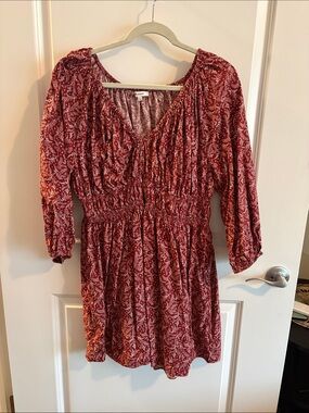 Madewell V-Neck Dress- Burgundy Floral
